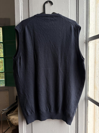 Navy Merino Wool Dark Academia Waistcoat — additional view 8