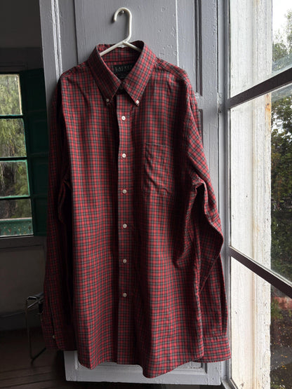 Red Plaid Cotton Button-Up Shirt — additional view 8
