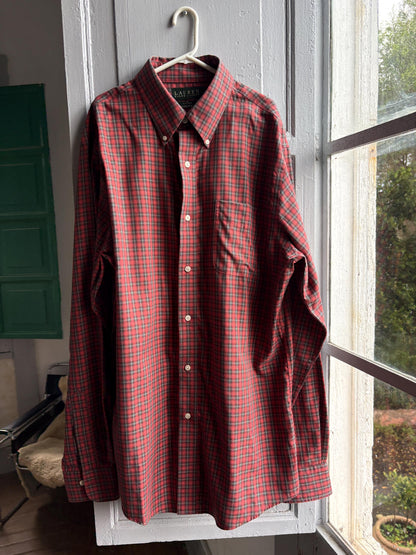 Red Plaid Cotton Button-Up Shirt — additional view 5