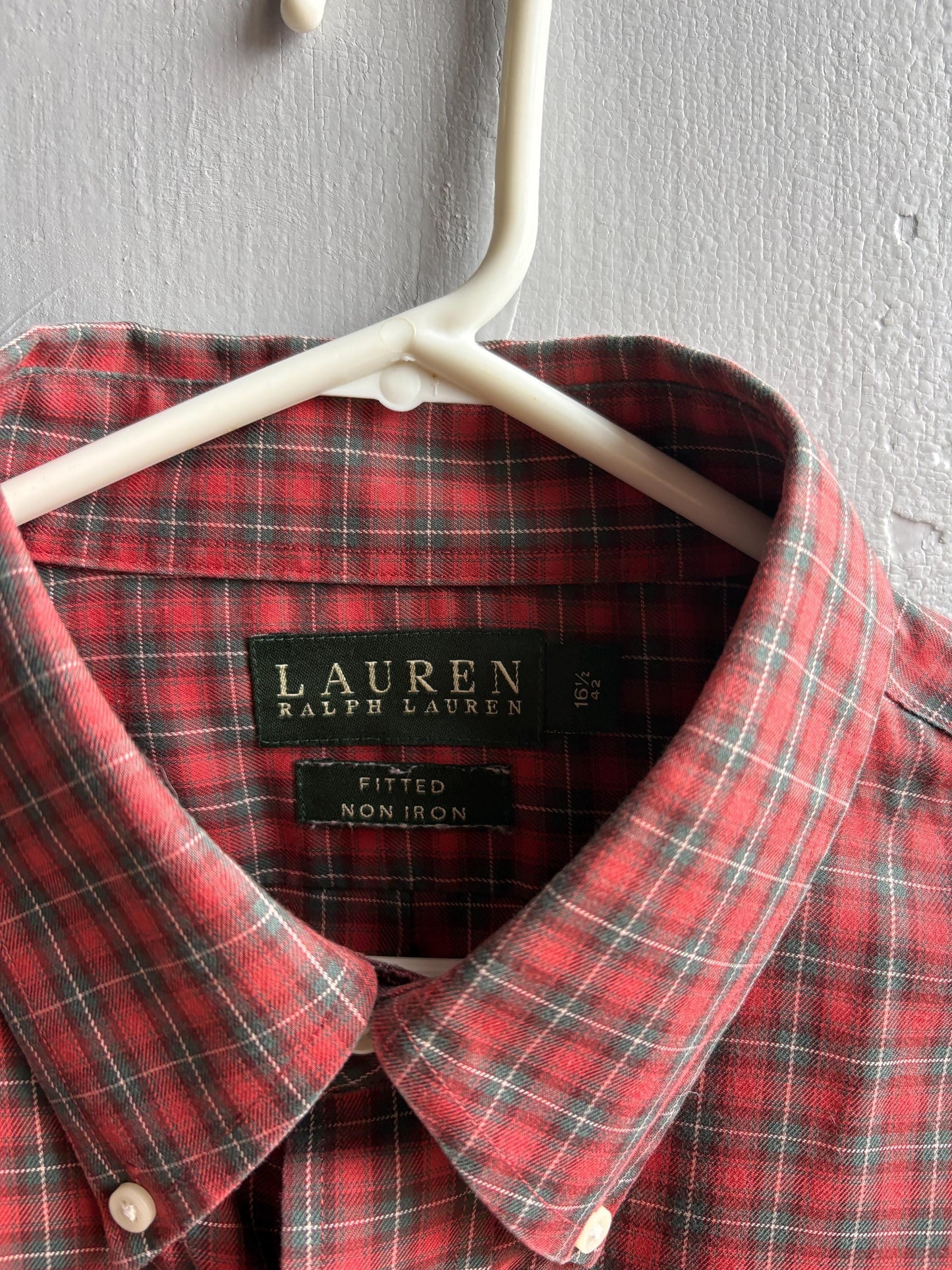Red Plaid Cotton Button-Up Shirt — additional view 9