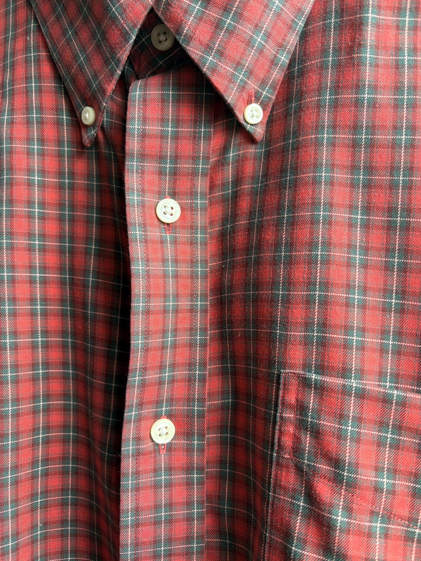 Red Plaid Cotton Button-Up Shirt — additional view 13