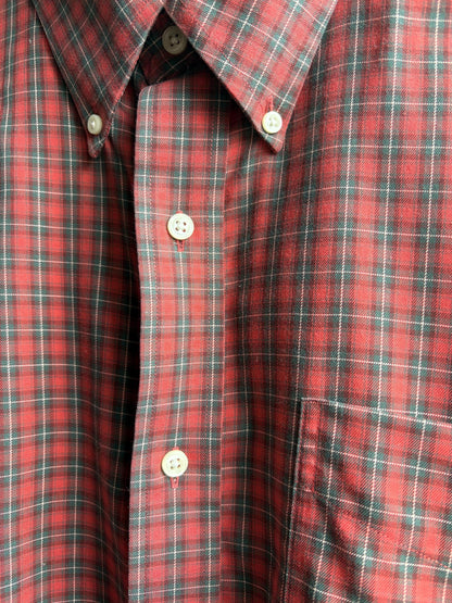 Red Plaid Cotton Button-Up Shirt — additional view 13