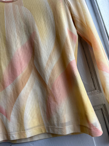 Laurèl Multicolored Sheer Net Top — fabric close-up