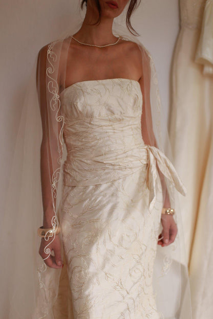 Ivory Silk Blend Strapless Wedding Gown — additional view 7