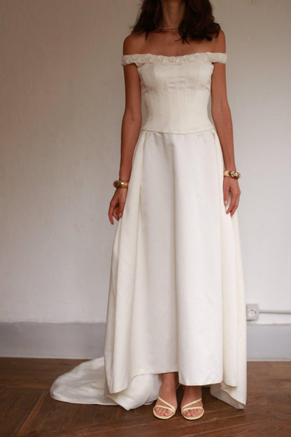 Ivory Lace Detail A-Line Wedding Dress — additional view 6