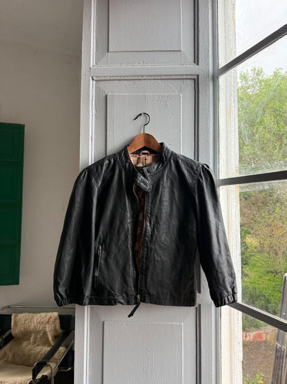 Cropped Black Leather Jacket — additional view 5