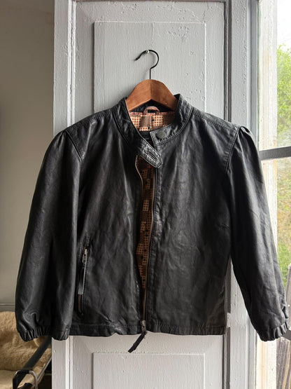 Cropped Black Leather Jacket — additional view 6