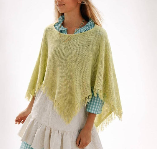 Vintage Green Kids' Poncho, Open Knit