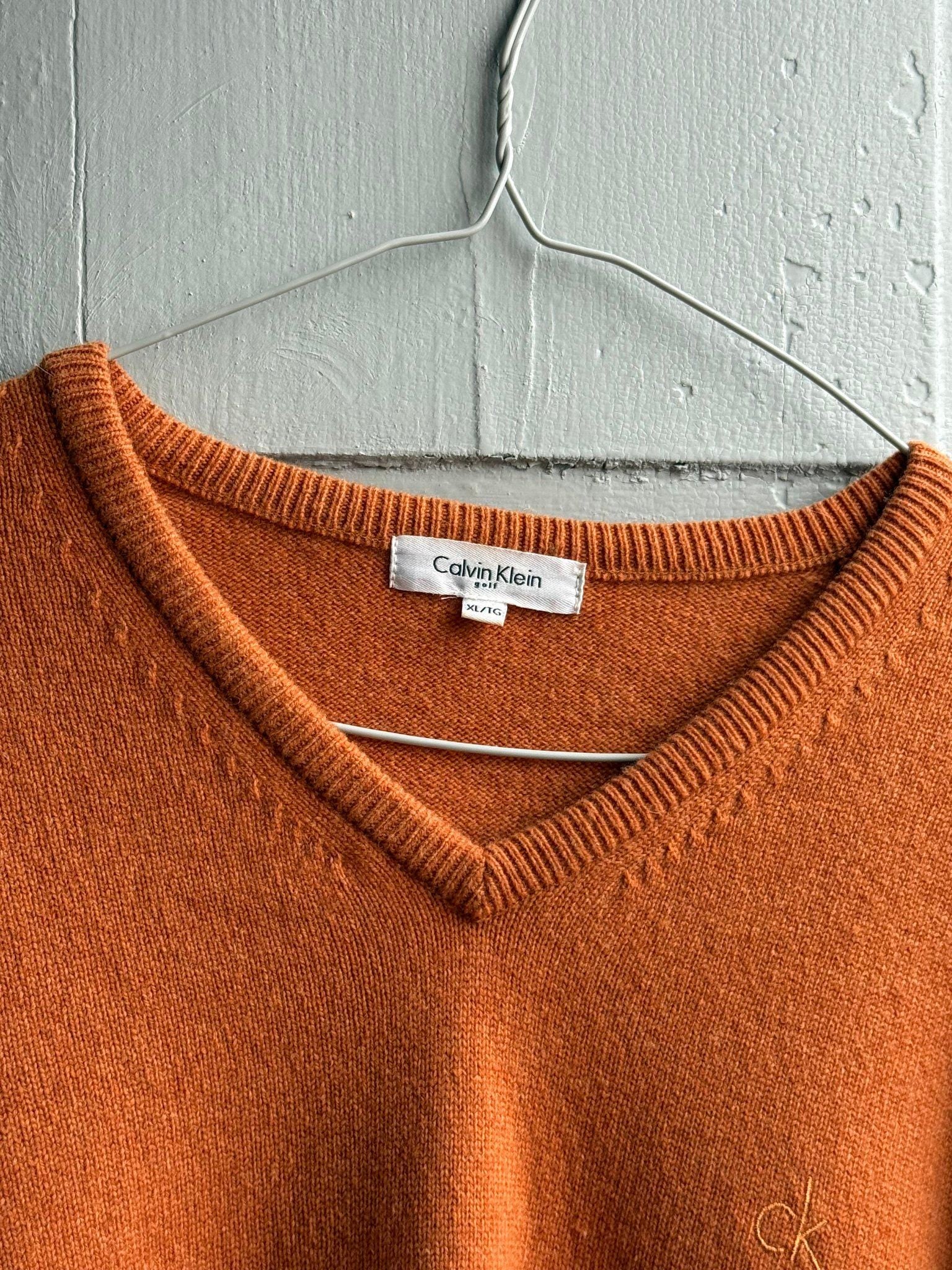 Vintage Orange Lambswool V-Neck Jumper — additional view 6