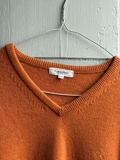 Vintage Orange Lambswool V-Neck Jumper — additional view 6