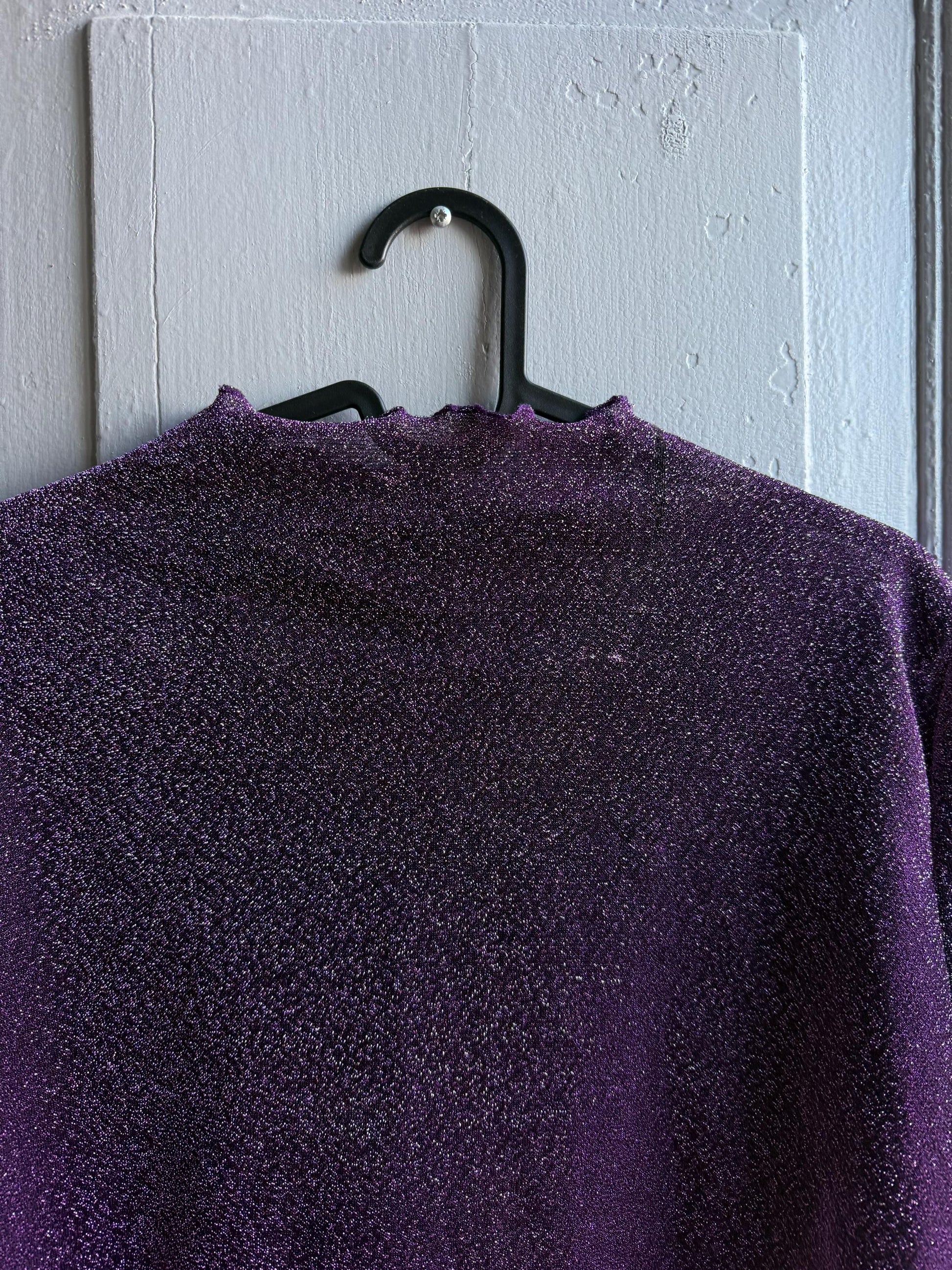 Vintage Purple Glitter Mockneck Top — additional view 7