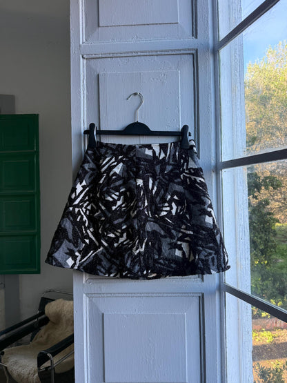 Textured Black and White Mini Skirt — back view