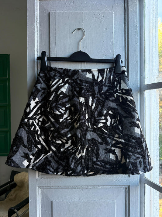 Textured Black and White Mini Skirt — detail