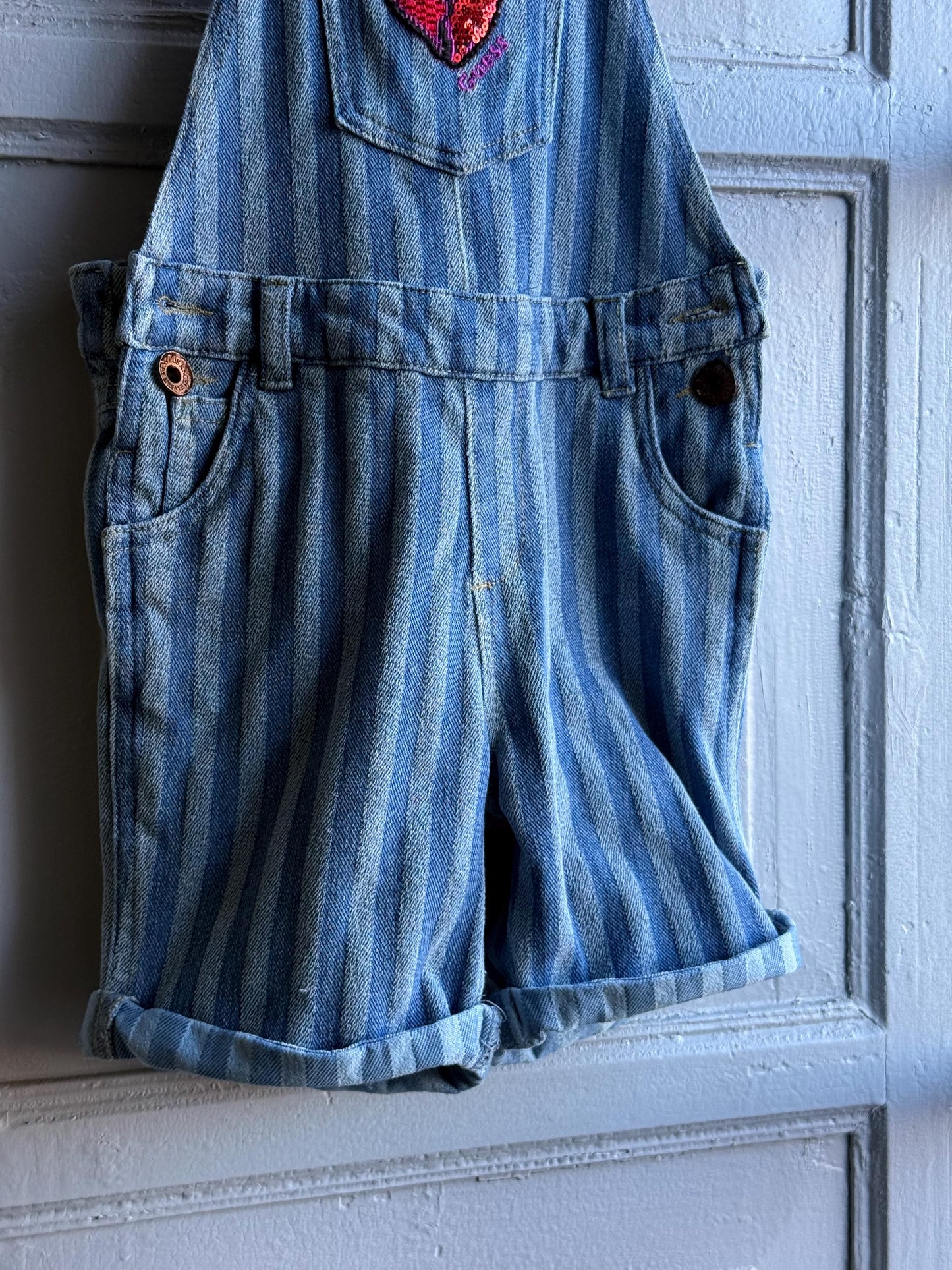 Guess Kids Striped Denim Overalls — additional view 6