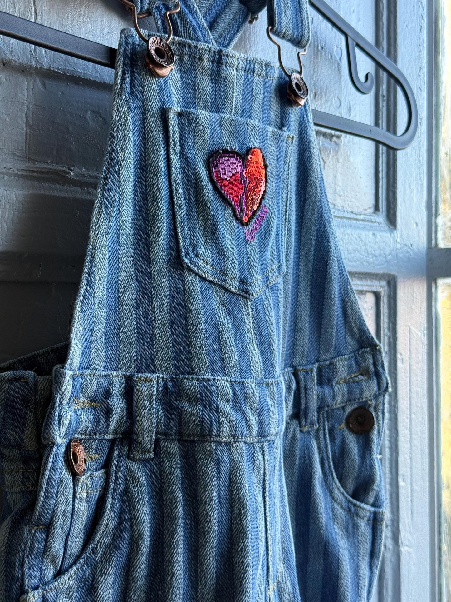 Guess Kids Striped Denim Overalls — additional view 5