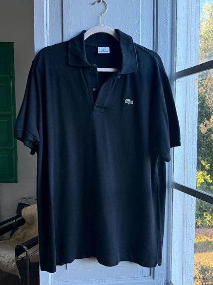 Vintage Lacoste Black Polo Shirt — fabric close-up