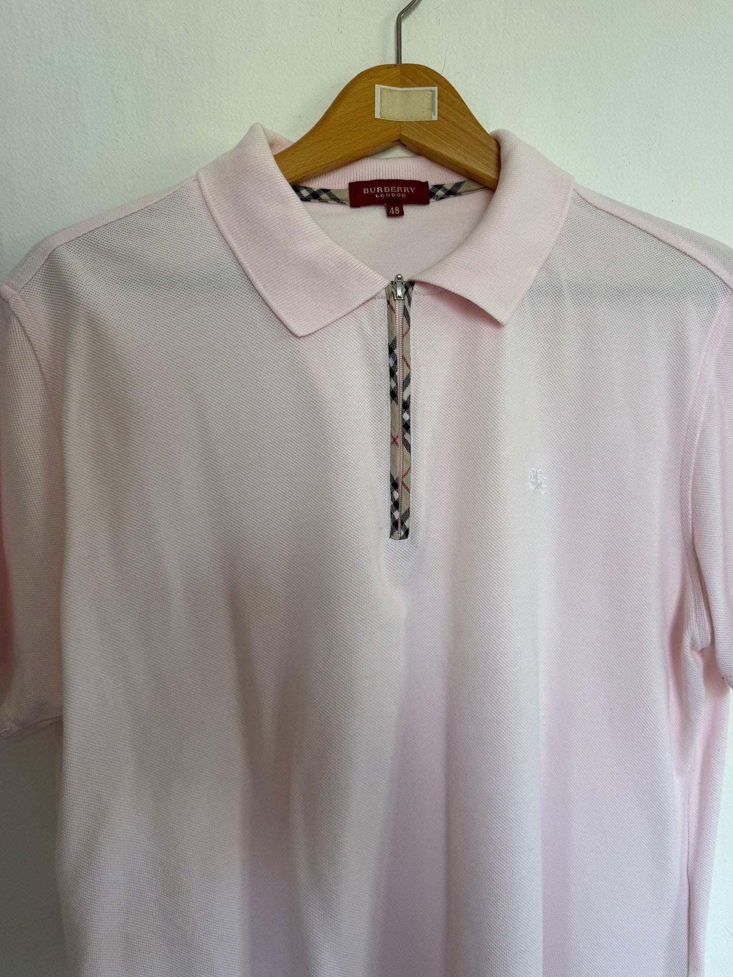 Burberry Light Pink Cotton Polo Shirt — back view