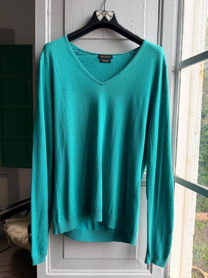 Silk Cotton Light Teal Long Sleeve Shirt — fabric close-up