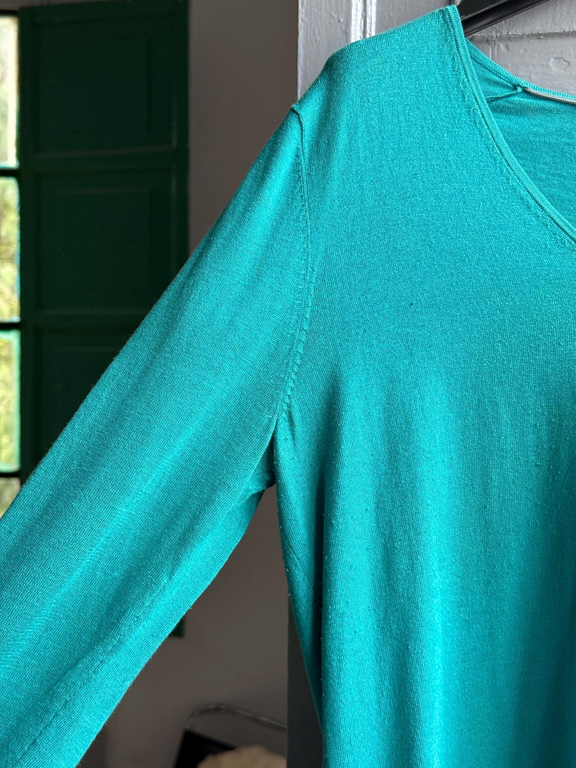 Silk Cotton Light Teal Long Sleeve Shirt — additional view 7