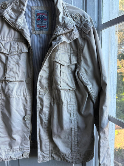 Vintage beige utility jacket, Cotton outdoor menswear, Beige summer coat, L