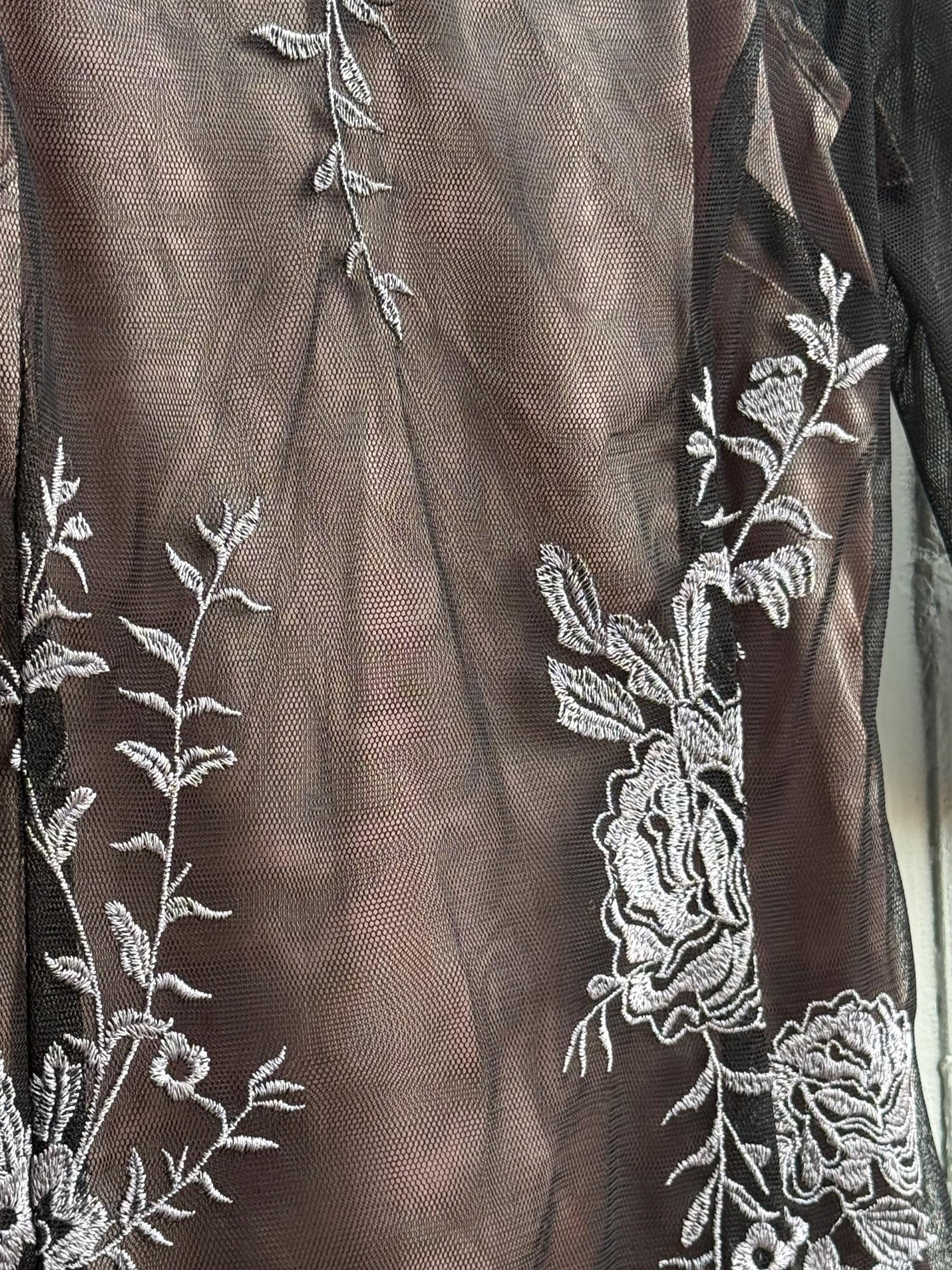 Black Lace Dress With Sheer Overlay — additional view 5