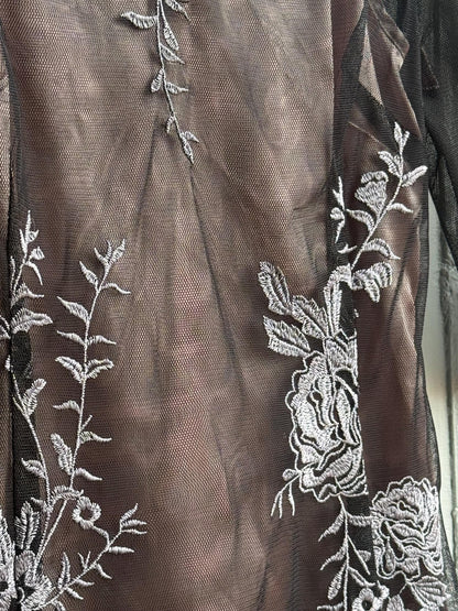 Black Lace Dress With Sheer Overlay — additional view 5