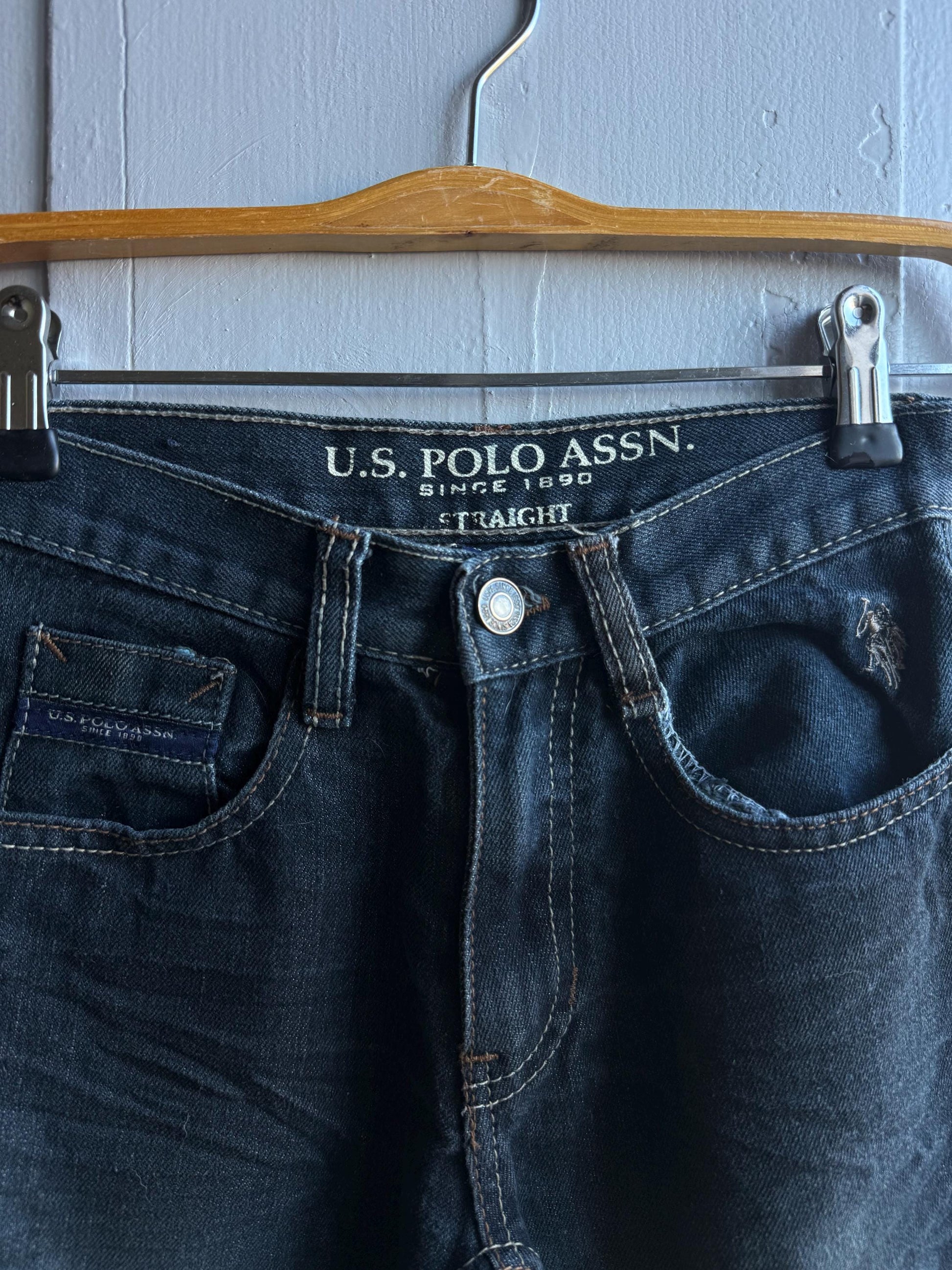 Blue Denim Straight Fit Jeans For Boys — back view