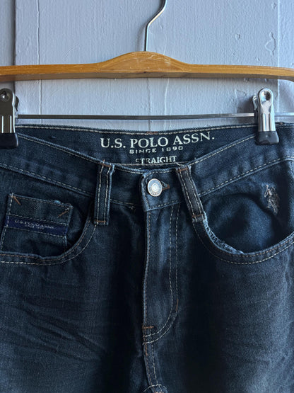 Blue Denim Straight Fit Jeans For Boys — back view