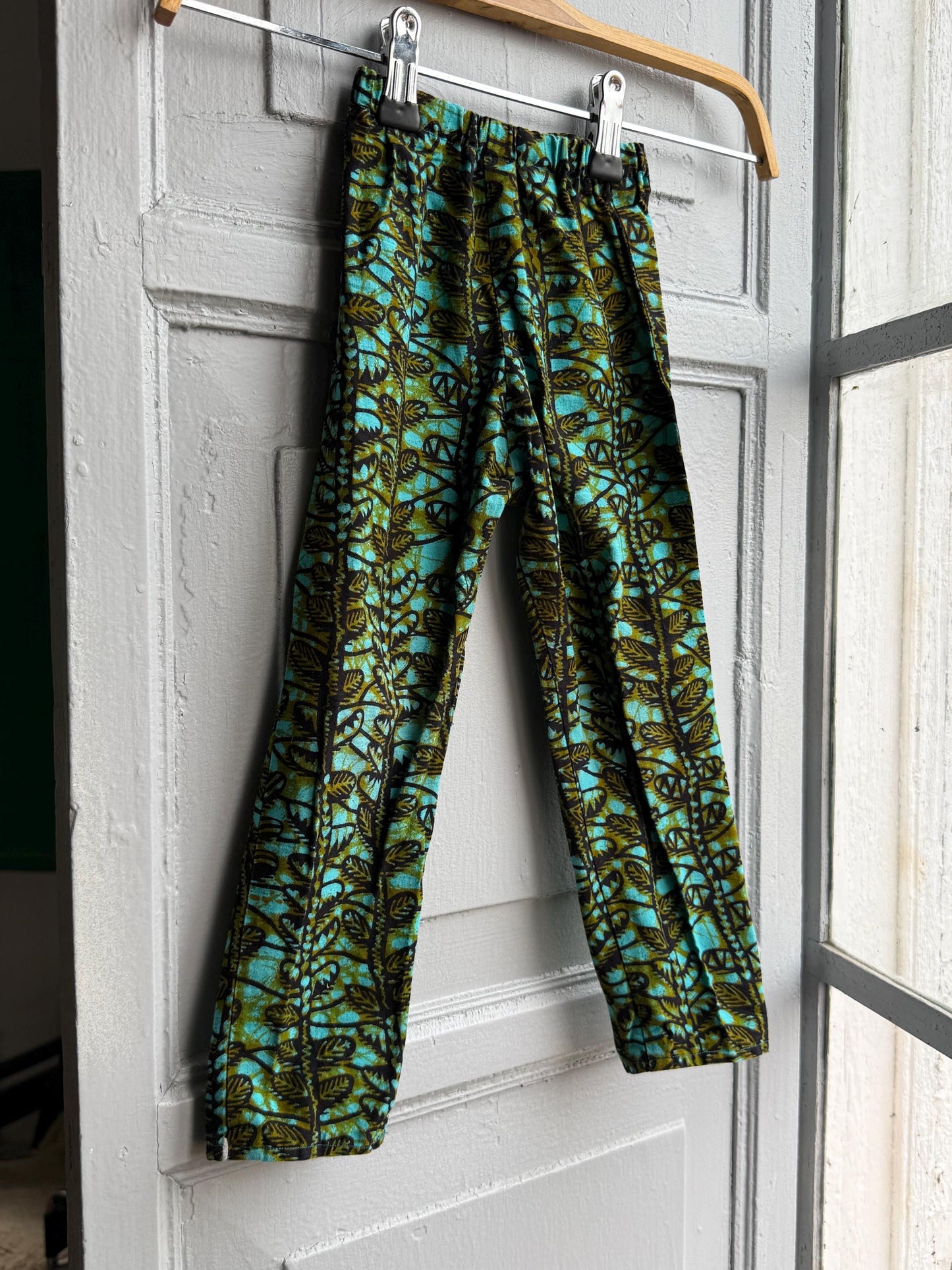 Handmade kids trousers, Waldorf kids clothing, Sustainable fashion, floral pattern straight fit toddler pants, 18M-2Y