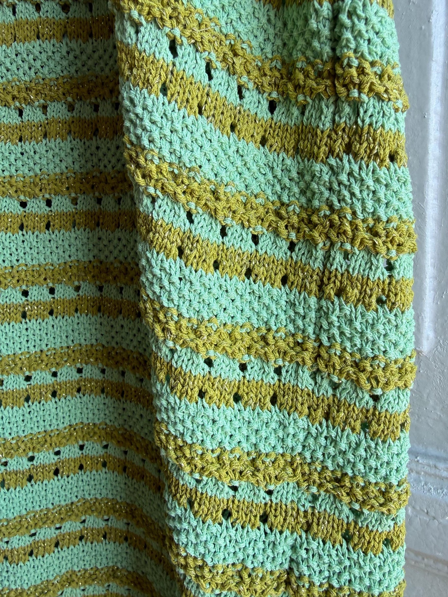 Green Gold Striped Knit Dress for Girls — additional view 7
