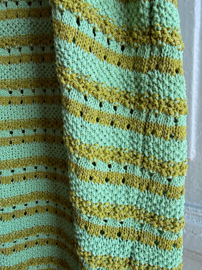 Green Gold Striped Knit Dress for Girls — additional view 7