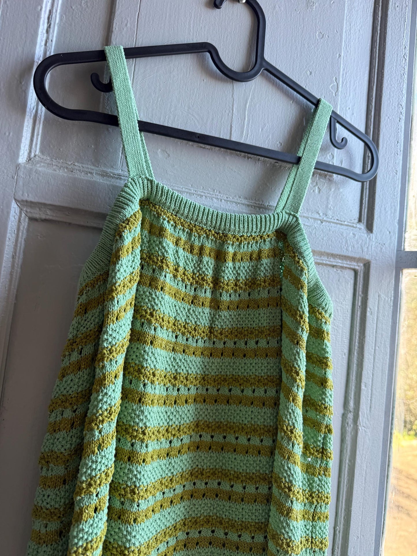 Green Gold Striped Knit Dress for Girls — additional view 9