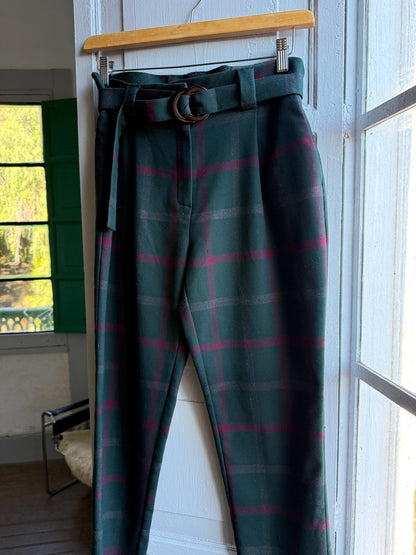 Plaid Belted High Waist Trousers — additional view 7