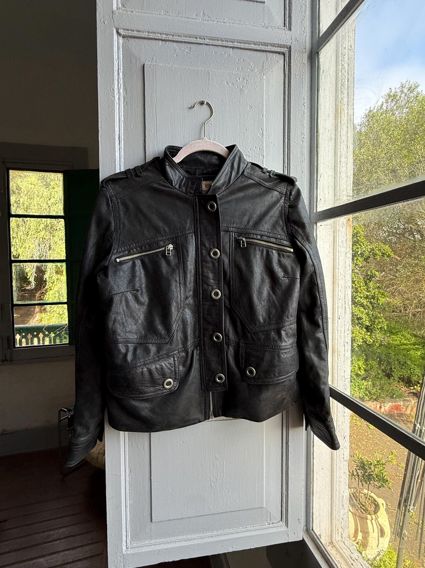 Vintage Black Leather Biker Jacket for Women — additional view 14