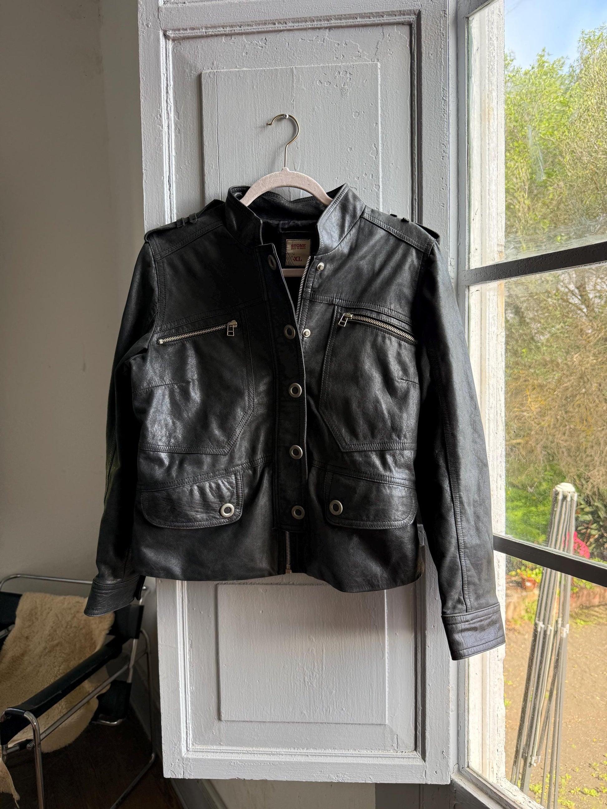 Vintage Black Leather Biker Jacket for Women — additional view 11