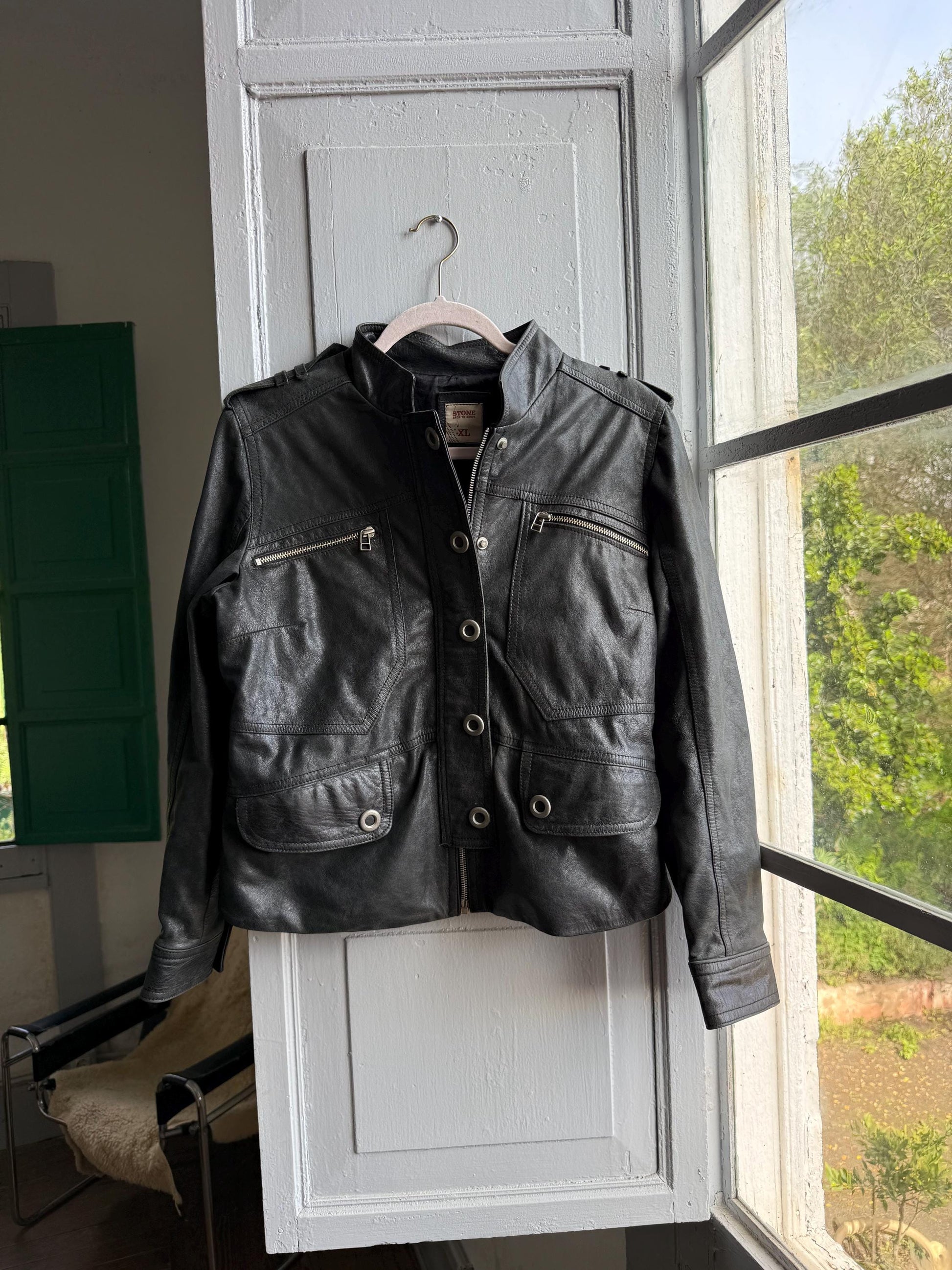Vintage Black Leather Biker Jacket for Women — additional view 12