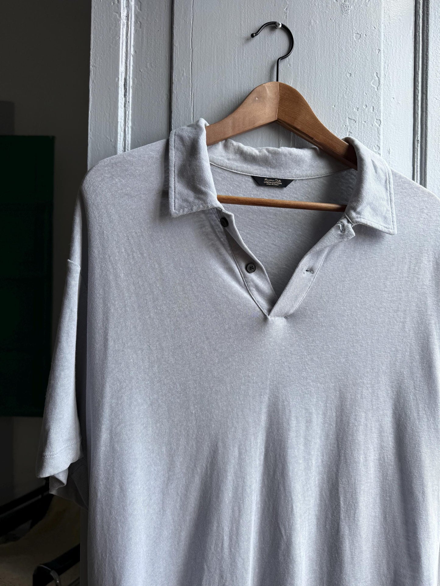 Light Grey Linen-Cotton Polo Shirt — additional view 6