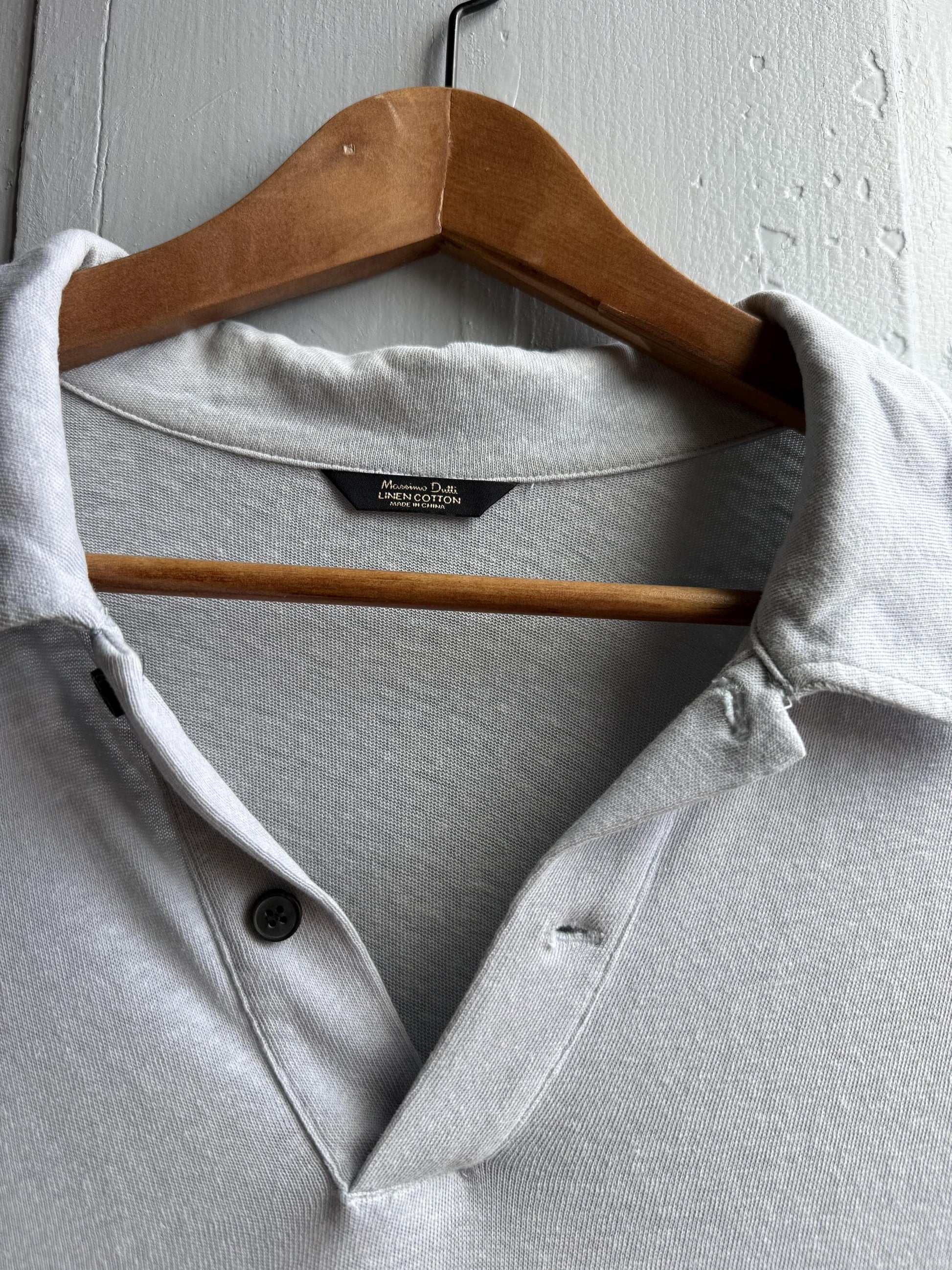 Light Grey Linen-Cotton Polo Shirt — additional view 9