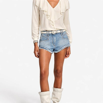 Ruffle Blouse in Classic White