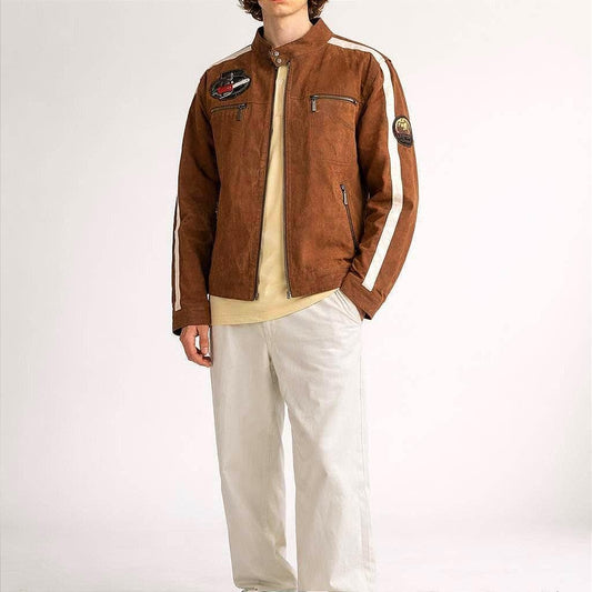 Vintage Brown Leather Racing Jacket