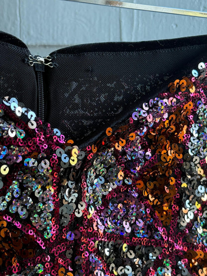 Sequin Flared Pants In Pink And Red — additional view 11