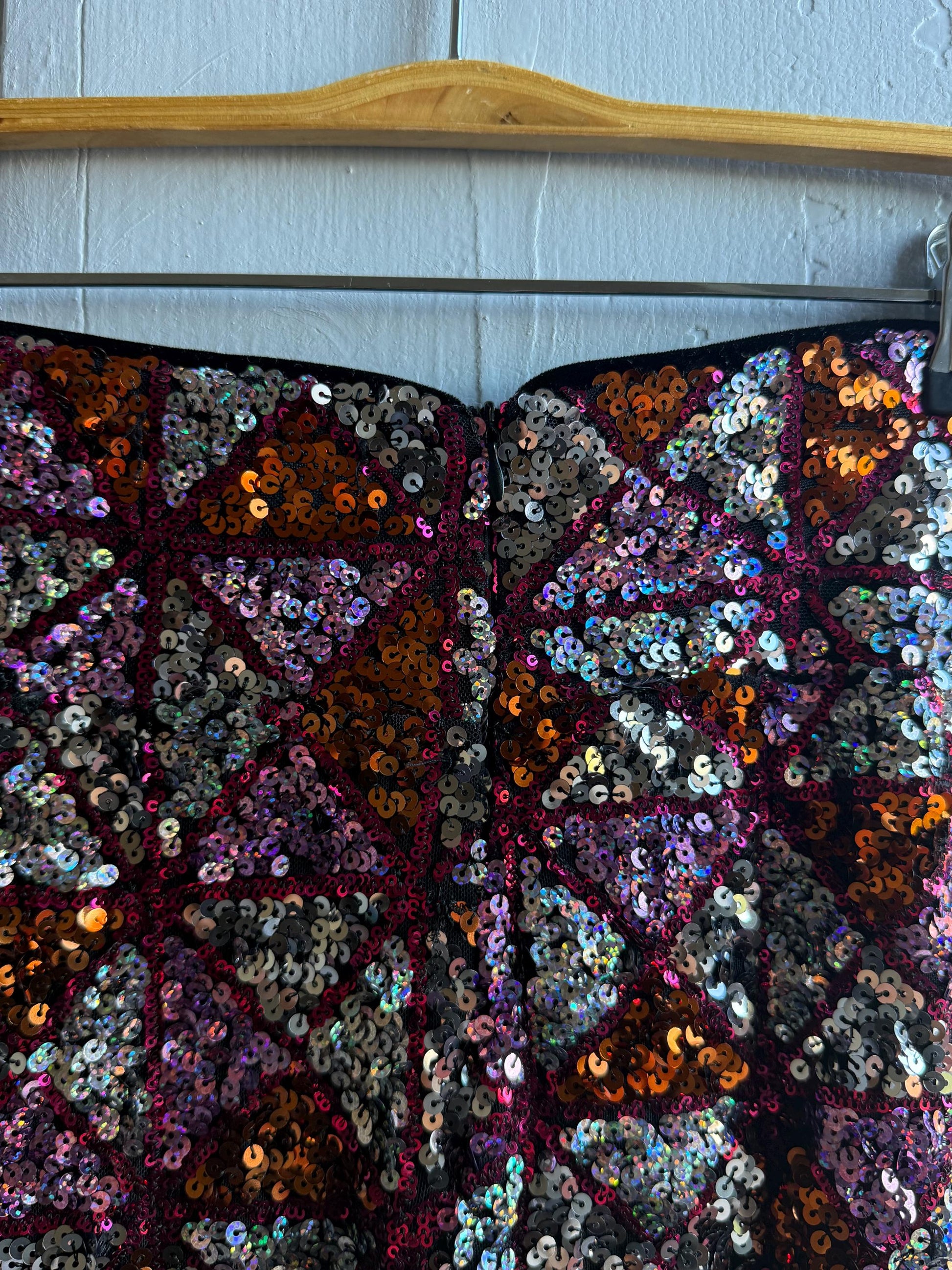 Sequin Flared Pants In Pink And Red — additional view 8
