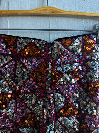 Sequin Flared Pants In Pink And Red — additional view 8