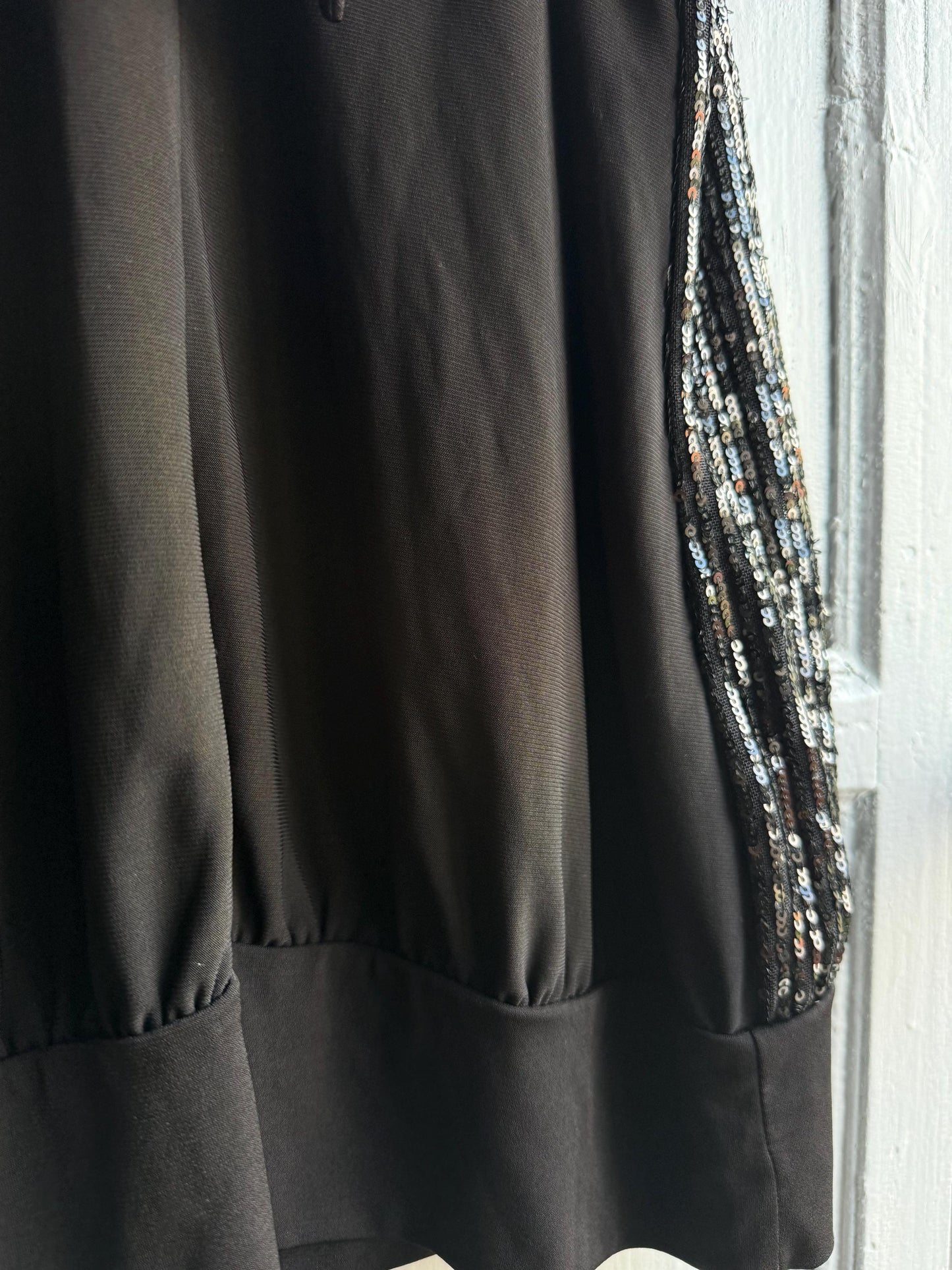 Black sequin halter top, NYE sparkly outfit, Festive party wear, S