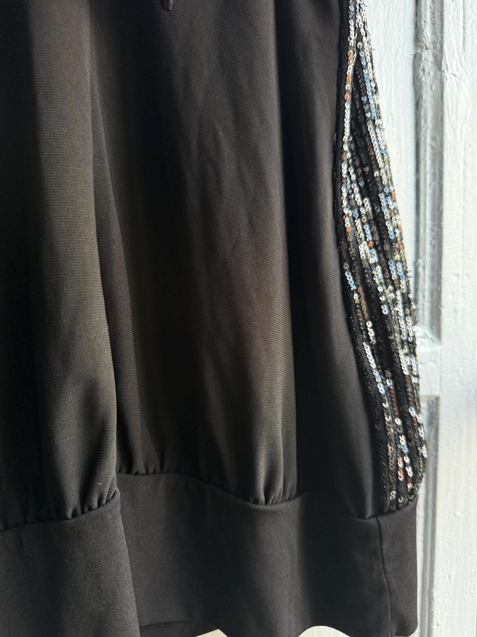 Black sequin halter top, NYE sparkly outfit, Festive party wear, S