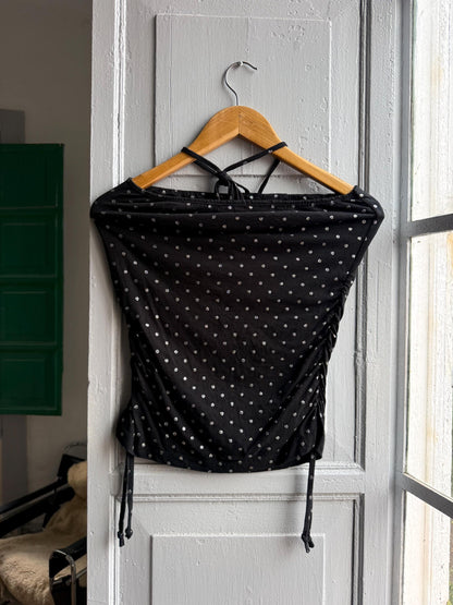 Vintage Black Halter Top With Silver Dots — additional view 9