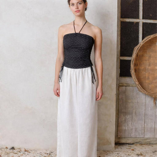 Vintage Black Halter Top With Silver Dots