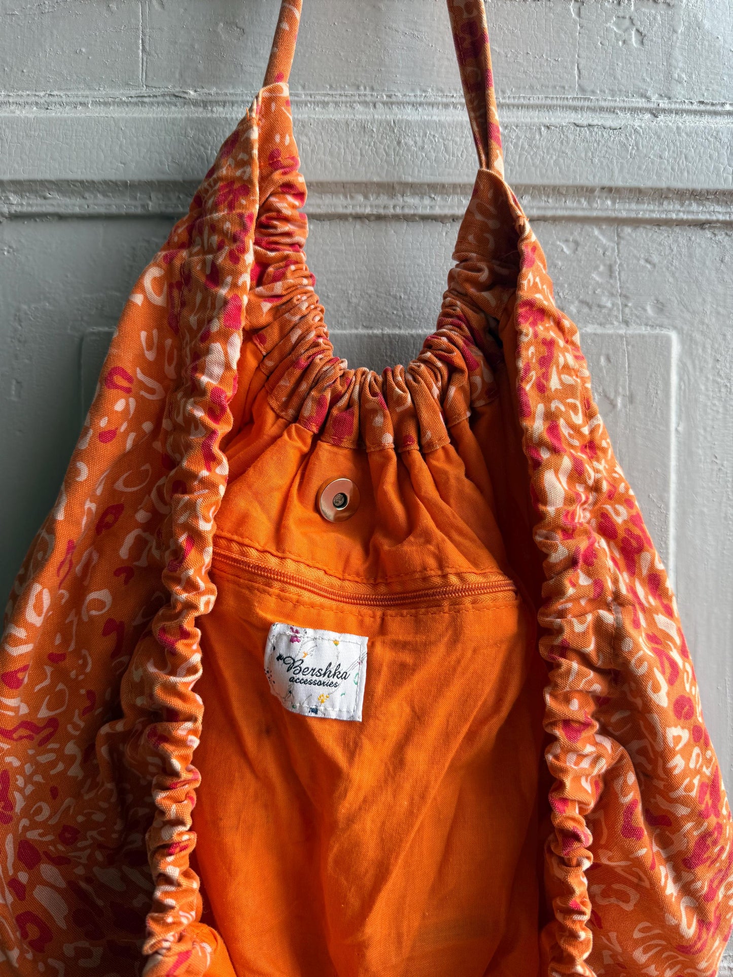 Orange Leopard Print Cotton Shopper Bag — additional view 11