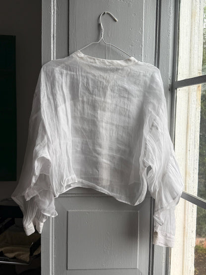 Ruffled Sleeve Cotton Cropped Blouse — additional view 8