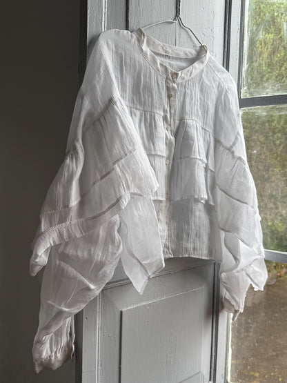 Ruffled Sleeve Cotton Cropped Blouse — additional view 13